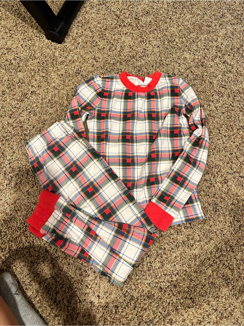Nordstrom Kids Plaid Pajama Set with Red Trim